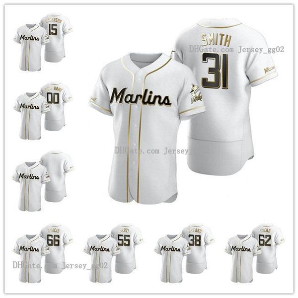 

miami marlins men women youth 15 brian anderson 22 sandy alcantara authentic golden edition baseball jersey, Black