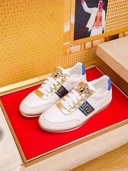 

2020g high-end medusa embroidered leather low-lace-up casual shoes, fashionable and versatile outdoor sports shoes, size: 38-45, Black