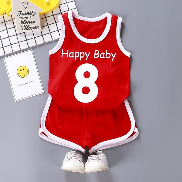 

2020 children's vest suit thin infant vest shorts sleeveless cartoon cotton shorts, Blue