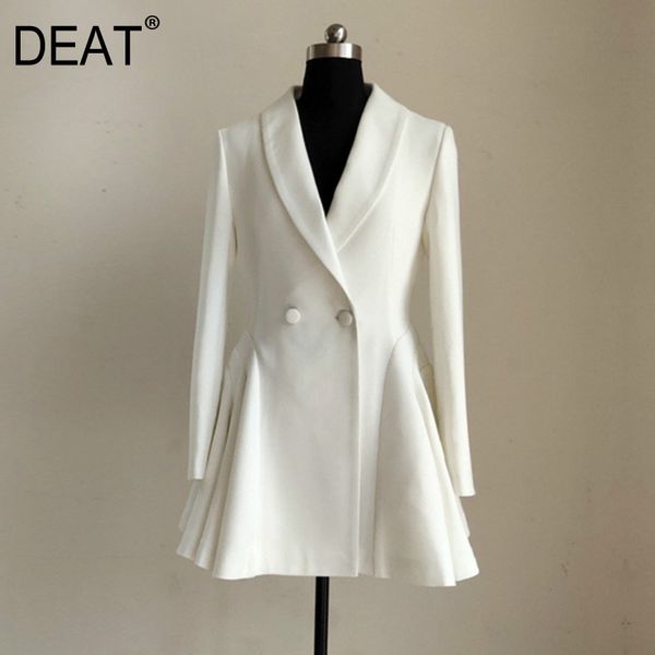 

deat 2020 new summer styles fashion women clothes thin notched collar full sleeves high waist double button jacket dress wg027, Black;gray