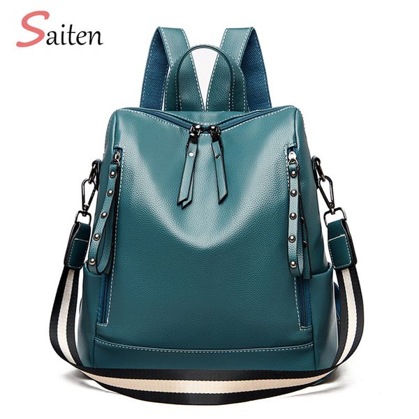

women's backpack pu leather college student backpack school bags for women teenage girls casual back pack female rivet bag pack