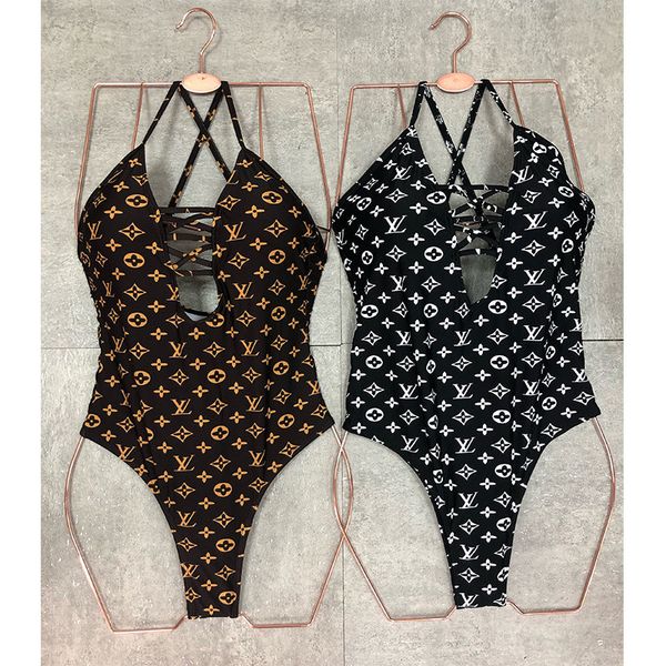 

20ss swimwear summer styles push up halter bathing suit women one piece swimwear conjoined l letter swimsuit bikini, White;black