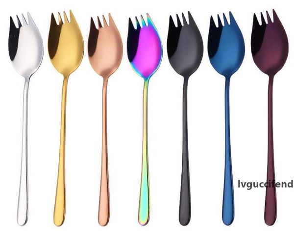

creative 304 stainless steel salad spoon color instant noodles fork one spoon fork dual-use spoon factory direct
