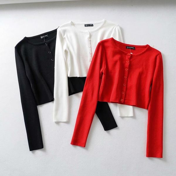 

2020 season new street sshort button long sleeve button sweater sweater women's clothing, White;black