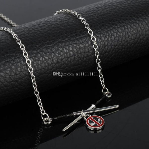 

new deadpool necklace knives pendant alloy necklace cartoon face mask fashion movie jewelry gift ing, Silver