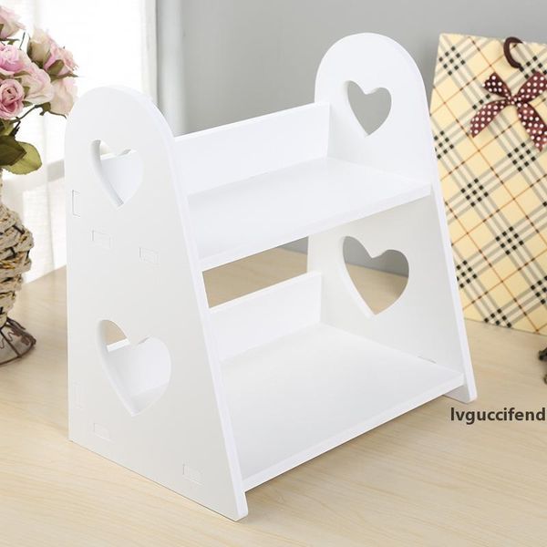 

2-tier heart-shaped wood storage rack bedroom kitchen bathroom tabledecoration home space saving organizer cosmetic shelf t200115