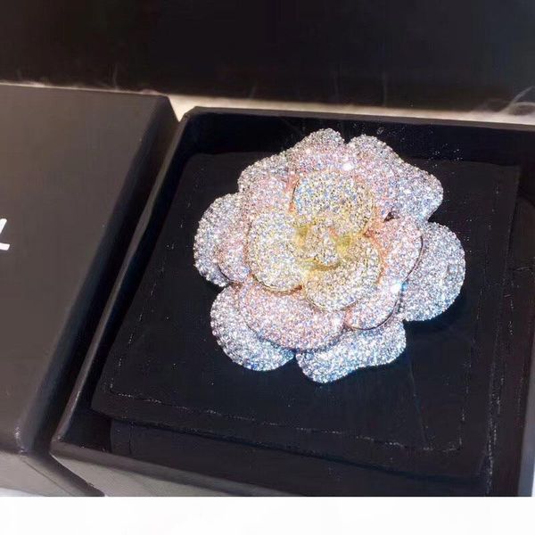 

camellia brooch fashion classic brooch pin for women lady wedding jewelry pins brooches with flannel bag for gifts, Gray