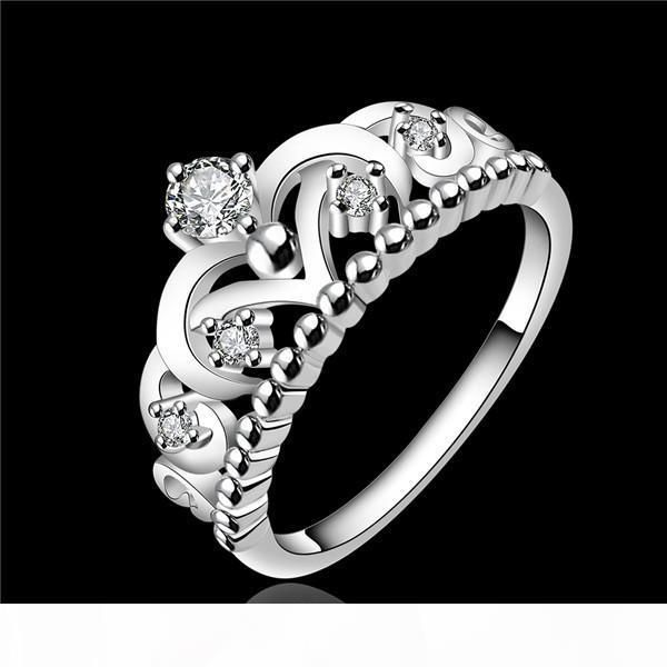 

r brand new 925 silver rings fashion inlaid stone crown ring gssr601 factory direct sale fashion sterling silver finger r