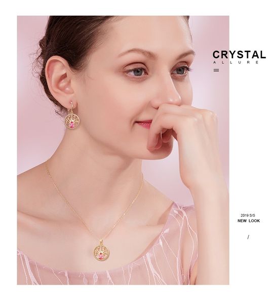 

rose gold plated earring and necklace wedding jewelry set with ctystal from swarovski the tree of live jewerly sets, Silver