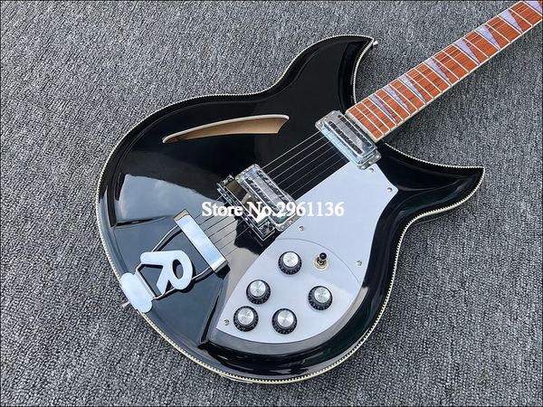 

6-string electric guitar, ricken 381 electric guitar, black paint, ing