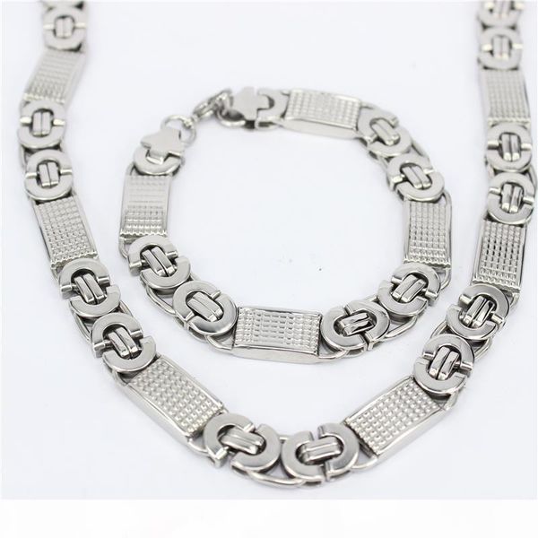 

new fashion silver gold plated rope chain necklace 316l stainless steel necklace bracelet men jewelry set