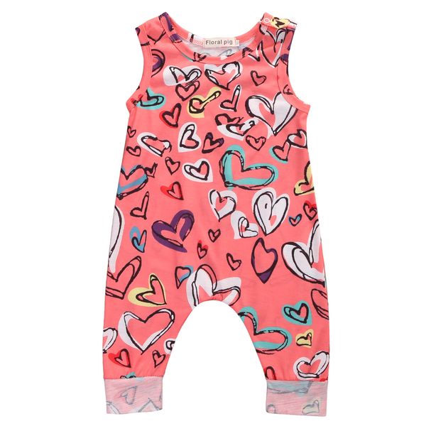 

lovely baby girl heart shape caution pattern sleeveless romper jumpsuit t200721, Blue