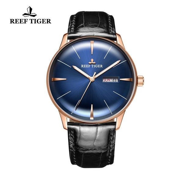 

New Reef Tiger/RT Mens Dress Watches with Date Day Convex Lens Watches Analog Automatic Watches RGA8238