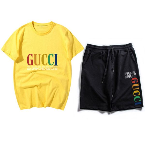 

лето новый бренд дизайнер tracksuit моды запуск mens спорт короткий рукав костюм письмо тонкий одежды трек kit medusa luxury sportswear, Gray