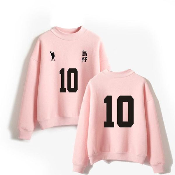 

men's hoodies & sweatshirts japan anime haikyuu karasuno high school volleyball club oversized men women long sleeve fleece turtleneck, Black