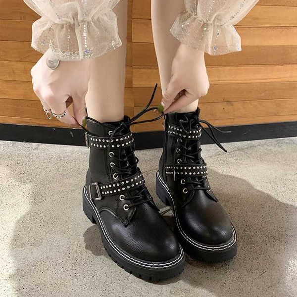 

boots boots-women rock shoes woman mid-calf booties women round toe luxury designer low heels booties 2020 mid calf short, Black