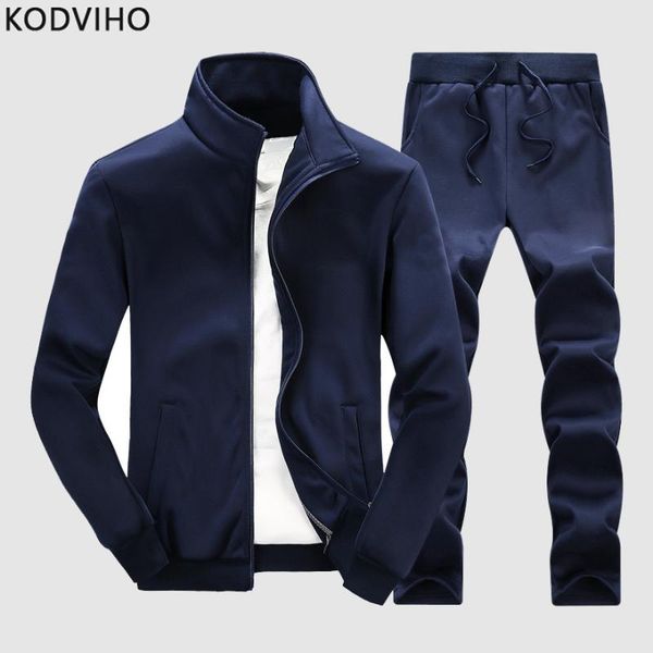 

tracksuit men casual solid tracksuits joggers jogging track suit spring autumn 2 piece set base collar jacket+sweat pants suits, Gray
