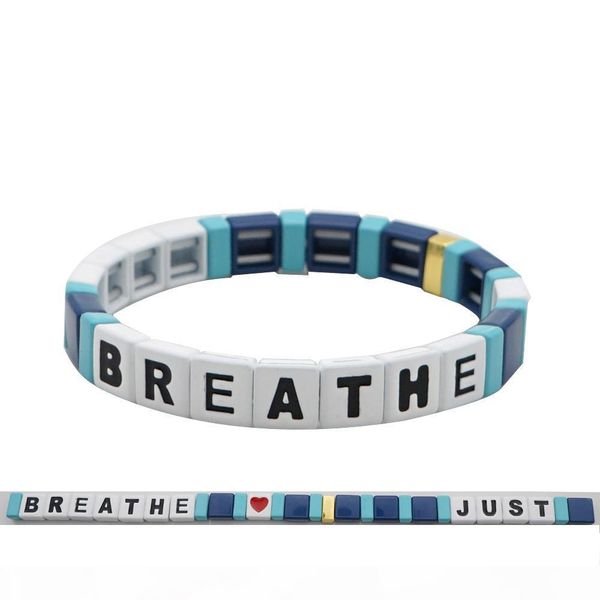 

y diy string simple breathe bracelet handmade alphabet breathe acrylic bead bangle bracelet gifts i can 't breathe, Black