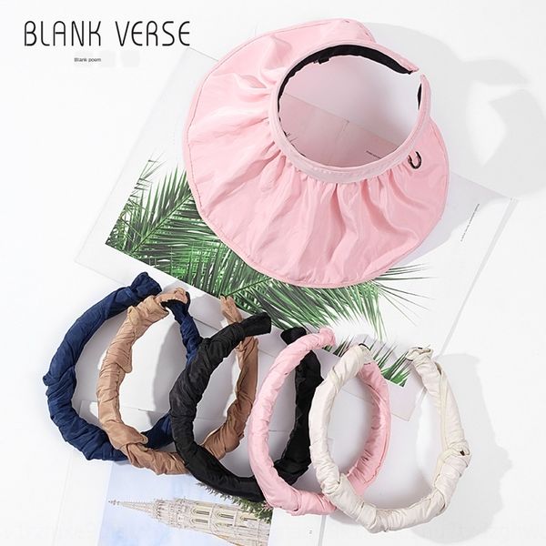 

versatile dongdaemun bei qiao mao anti-uv hair band large brim hat foldable hair band clip sun sunscreen ess hat, Blue;gray