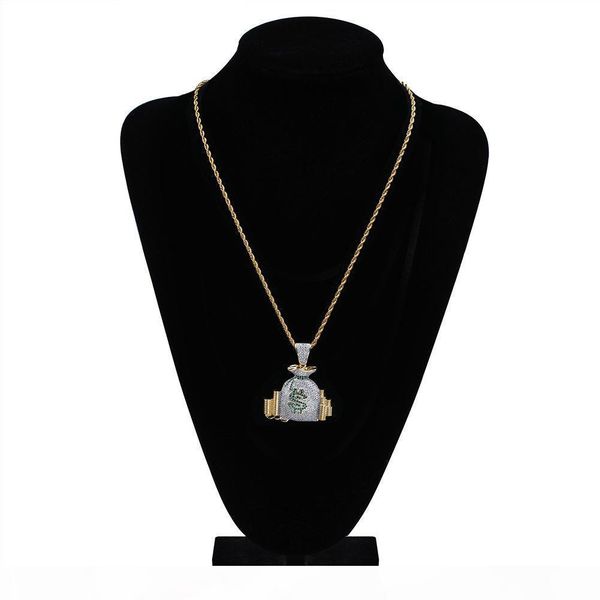 

mens necklace hip hop jewelry with zircon iced out chains vintage high grade new dollar pendant necklace stainless steel jewelry wholesale, Silver