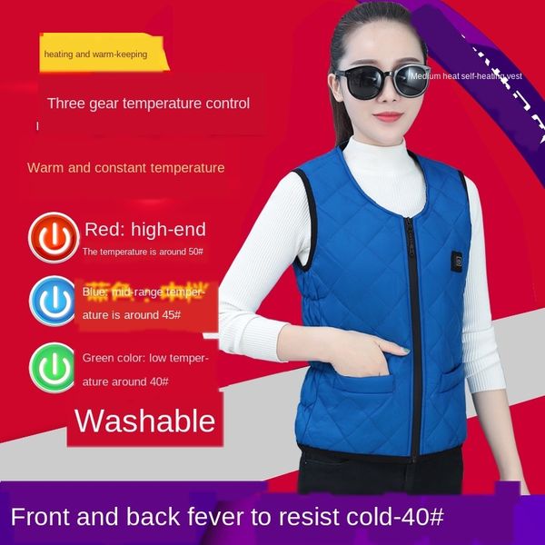 

heating women's winter 2019 new smart electric charging heating warm vest clothes cotton vest jacket, Black;white