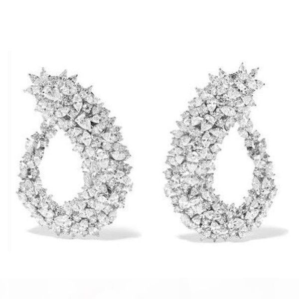 

godki famous design luxury popular geometry flower full mirco paved cubic zirconia wedding earring fashion jewelry j190520, Golden