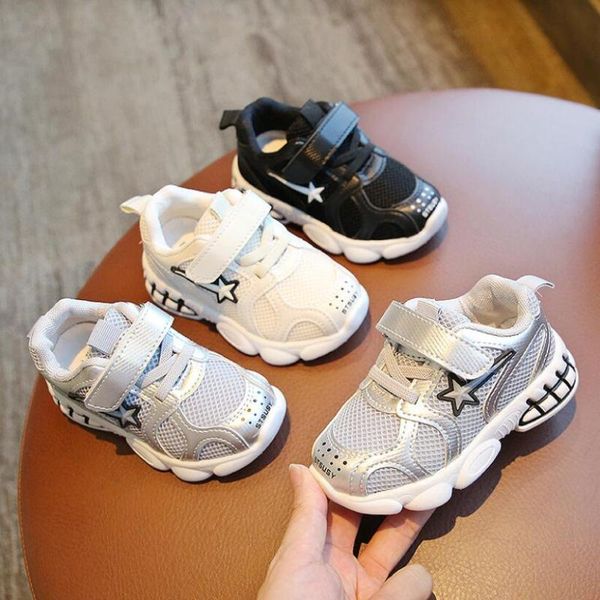 

boys sneakers for kids shoes baby casual light toddler girls running shoes fashion brand white sport children breathable, Black