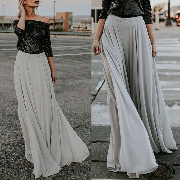 

new fashion boho women skirt lady summer long loose skirt flare pleated casual party maxi long sexyb beach skirt, Black