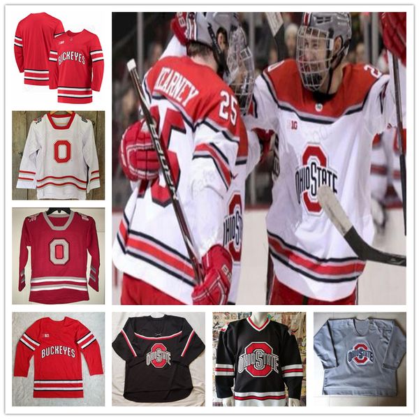 

custom ohio state buckeyes hockey stitched jerseys big ten mens women youth any number name 7 wyatt ege sean romeo sam mccormick kids, Black