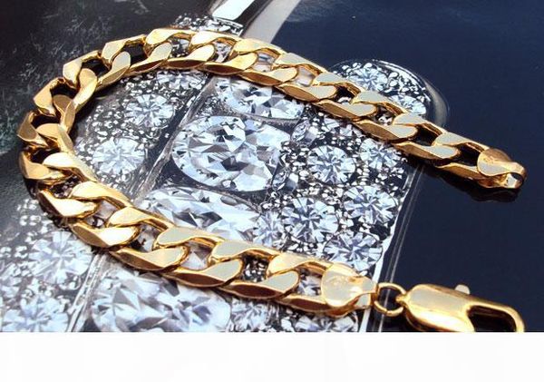 

r 14k real yellow gold noble men 's bracelet 37g 9 &quot ;figaro chain containing about 30 %or more of an alloy, Black