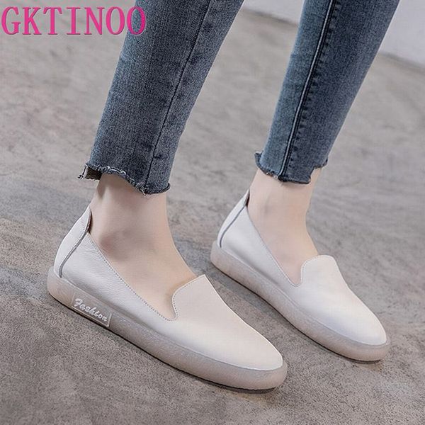 

gktinoo autumn women flat shoes leather casual loafers female fashion slip on soft bottom mother shoes comfort ladies footwear, Black