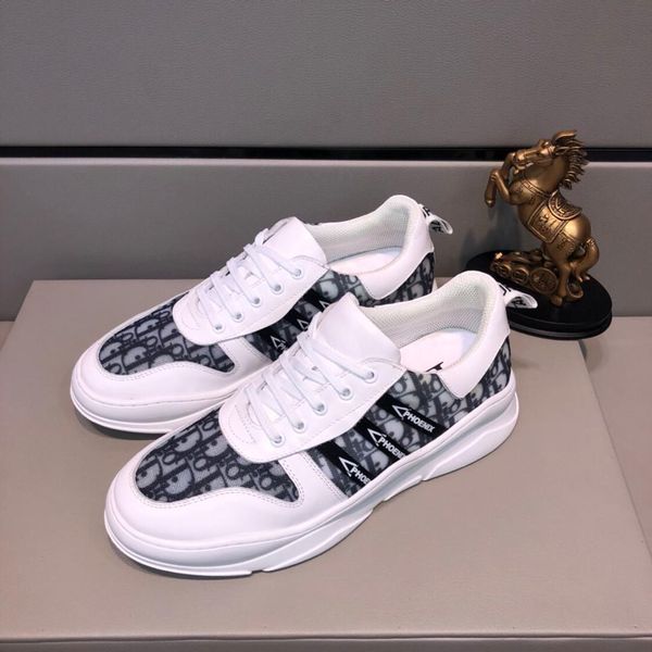 

2019e limited edition leather stitching letters sneakers, personalized trend shoes, thick white shoes, original box packaging 38-44, Black
