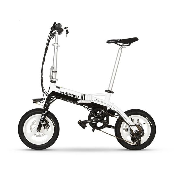 

a6 electric bike folding for e-bike 14inch scooter e-bike with led headlight 8.7a folding electric bicycle with disc brake, Silver;blue