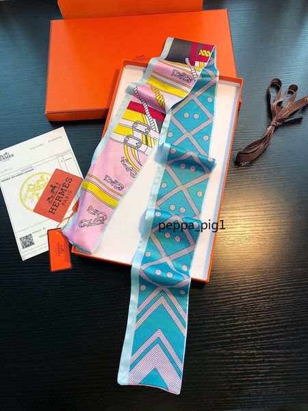 

french limited 100% silk scarf for women brand luxury classic fashion soft bag hair scarf new female girl bow tie silk headband designer, Blue;gray