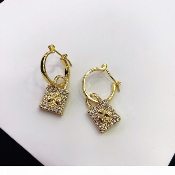 

u delicate clover lock diamond earrings designer luxury designer jewelry women earrings, Golden
