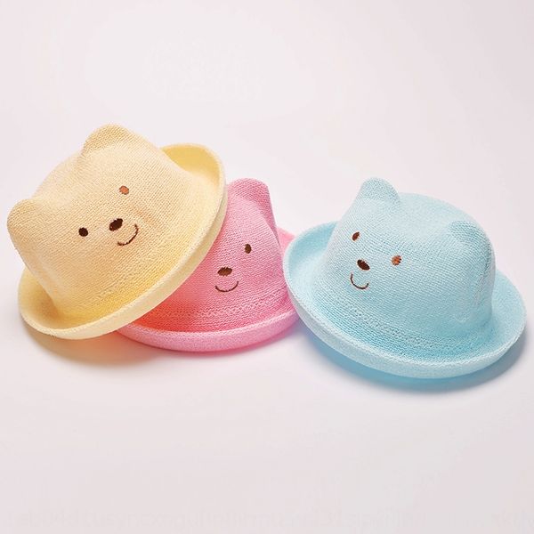 

korean sun straw sun baby 2-3 june straw children's sunshade bear bonsai hat boys and girls fashion fashion hat 2-6 years old, Yellow