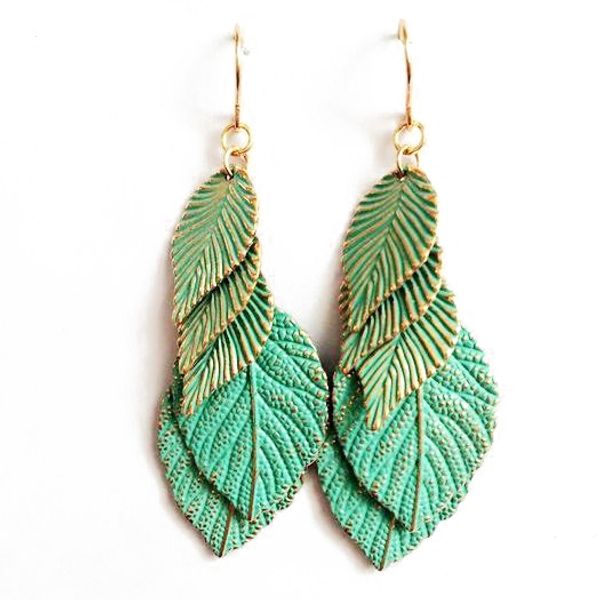 

new style leaf earrings green leaf earrings size leaf earrings european and american foreign trade jewelry export hot, Golden