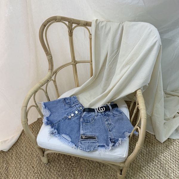 

korean clothing 2020 new girls' shorts pants and jeans children's wear jeans boys' baby denim shorts children's denim pa, Blue