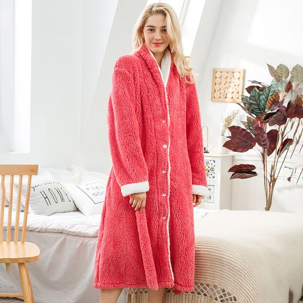 

plus large size winter bathrobe female warm dressing gown women elegant sweet lapel flannel soft warm robes 4xl 5xl, Black;red