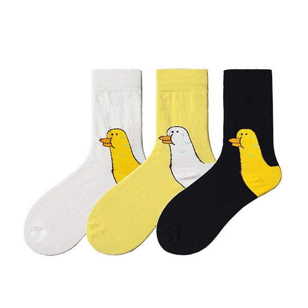 

duck mens sock crew thermal men's socks standard cotton autumn winter white trendy animal calcetines, Black