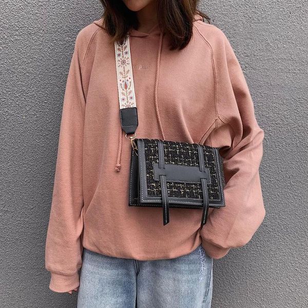 

handbags woolen leather messenger bags women retro wide shoulder winter fashion handbag for hiking and travel