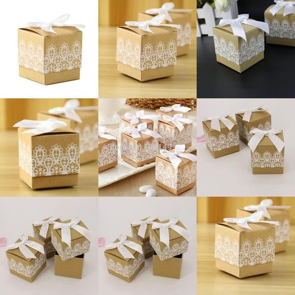 

square shape candy boxes for wedding favor kraft paper gift box european style rustic lace case 0 35hb ff tore2010 xzviw