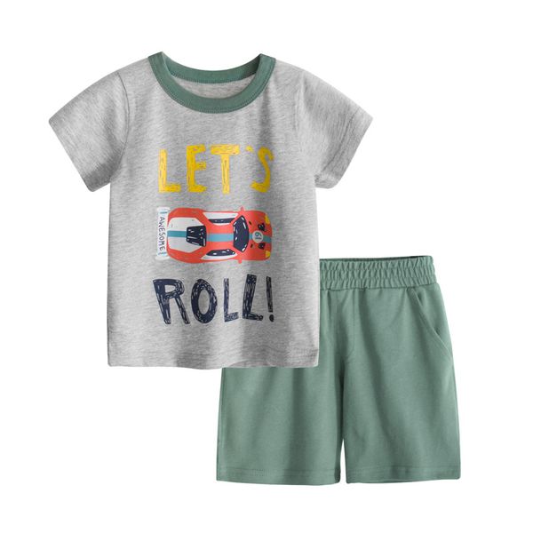 

2020 2pcs new summer baby children short sleeve t-shirts clothes nice cartoon printing shorts boys girls cloth gift, White