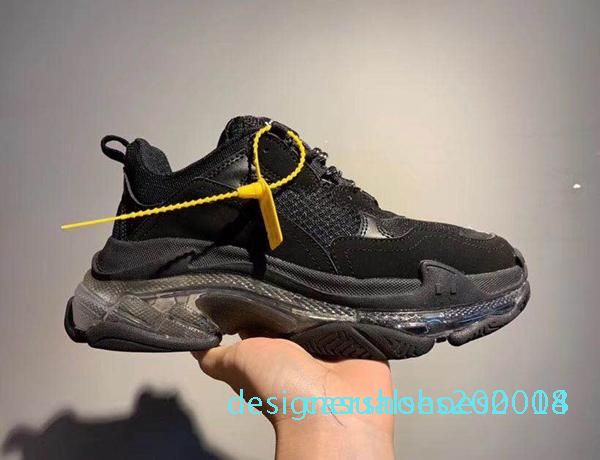 

2019 17fw crystal bottom green dad fashion shoes platform triple s sneakers for mens women vintage kanye old grandpa trainer c14, Black