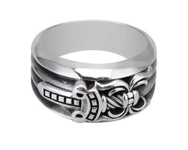 

925 sterling silver rings trend personality jewelry punk style mens and womens lovers gift hip hop cross style luxury designer jewelry 0027, Golden;silver