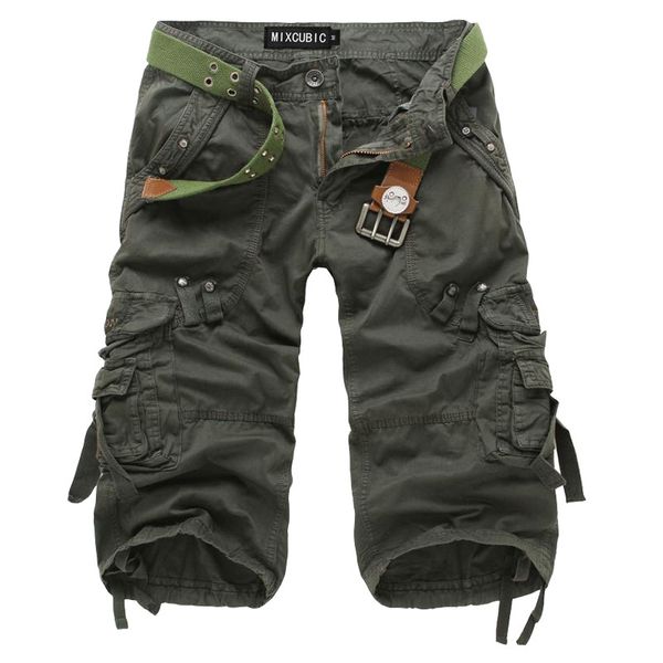 

summer casual men cargo shorts men mid length loose board shorts mulit-pockects cotton solid short trousers plus size, White;black
