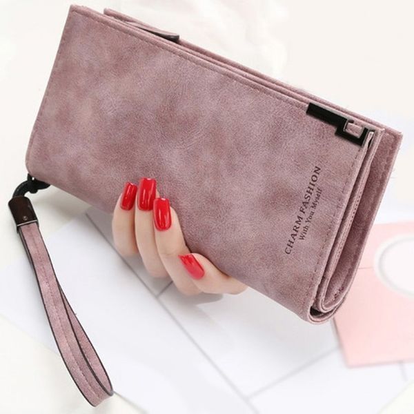 

2020 long wallet women cute wallet leather tassel women wallets zipper female purse clutch cartera mujer #yl5, Red;black