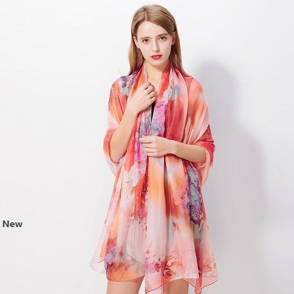 

200*140cm fashion silk scarves shawl women chiffon beach towel blanket floral print summer sunscreen wraps girl riding scarf gga3376-3