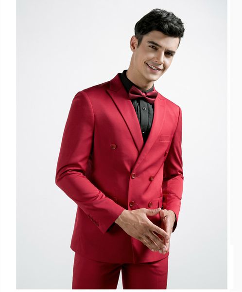 

classic double-breasted wedding tuxedos slim fit suits for men groomsmen suit two pieces prom formal suits (jacket+pants+tie) w172, Black;gray