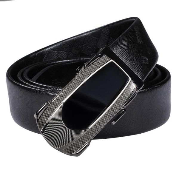 

hi-tie fashion men designer belts for men automatic buckle cowskin genuine leather luxury strap high quality, Black;brown
